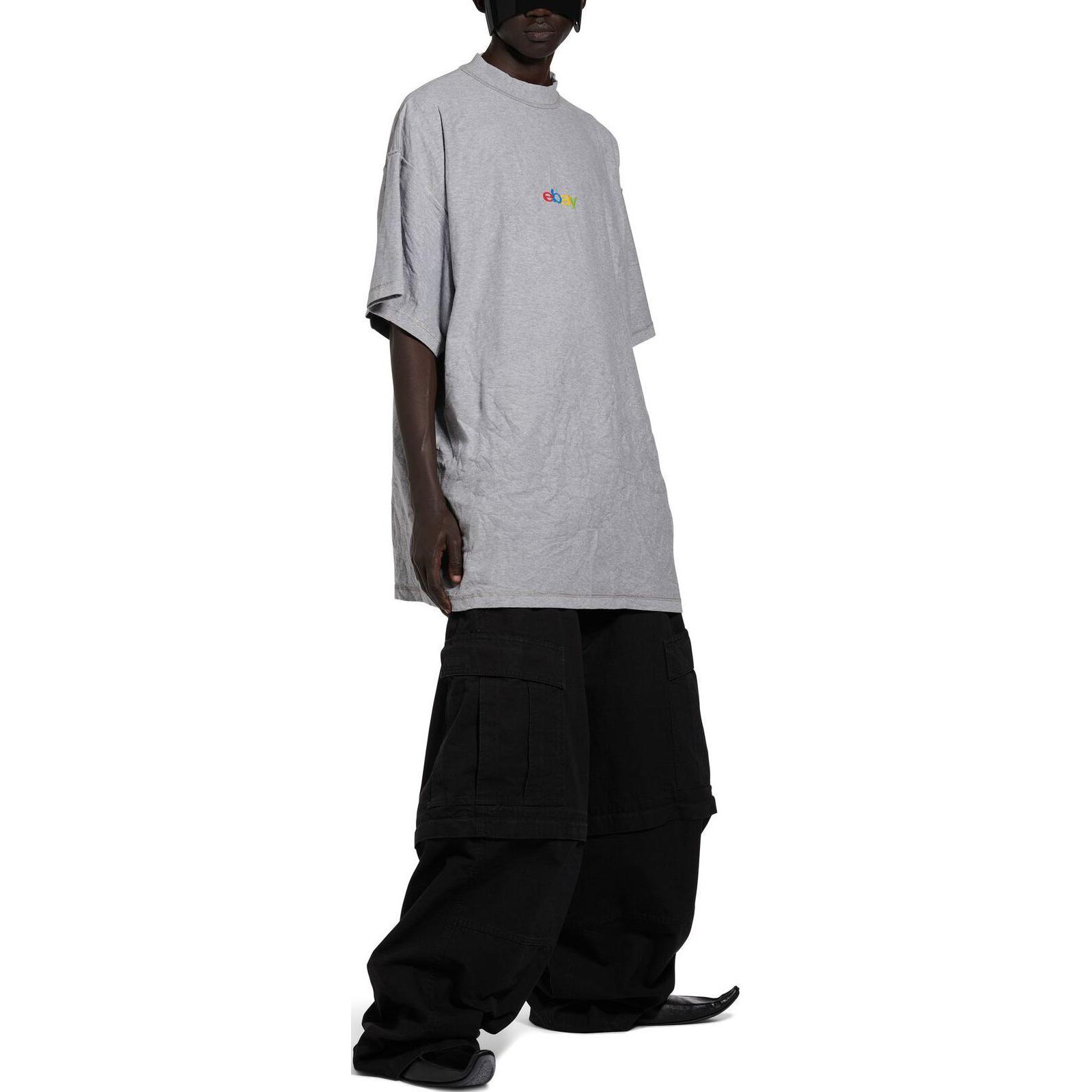 (Women) Balenciaga  Embroidered Logo Oversized T-Shirt Grey SS24 Crewneck Short Sleeve 787358TRVE81300 圖 5