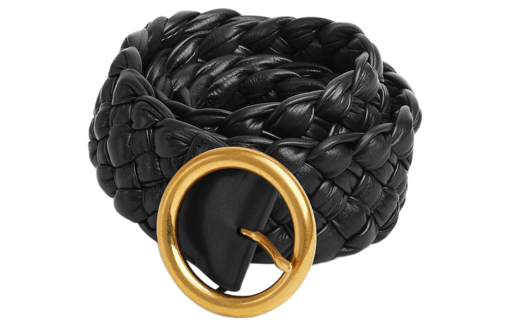 (Women) Balenciaga  Fashion Woven Leather Belt Black 4cm Width. 715635V2F418425