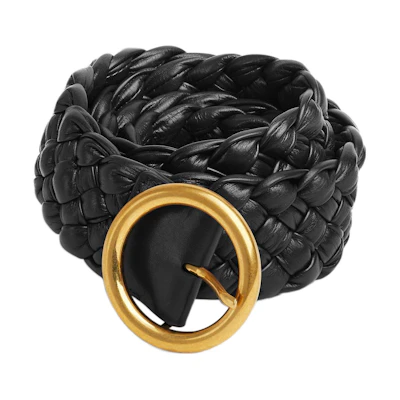 (Women) Balenciaga Fashion Woven Leather Belt Black 4cm Width. 715635V2F418425
