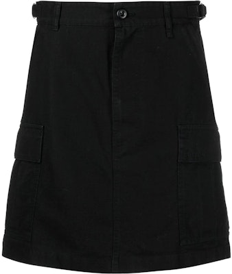 (W) 발렌시아가 FW22 블랙 A라인 유틸리티 미니 스커트 버튼 지퍼 디테일. 704358TKP271000 Order (W) 발렌시아가 FW22 블랙 A라인 유틸리티 미니 스커트 버튼 지퍼 디테일. 704358TKP271000