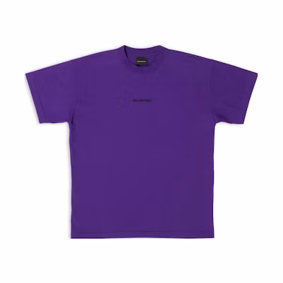 (Women) Balenciaga FW22 Logo Letter Crewneck T-Shirt Purple. 612965TNVG95162