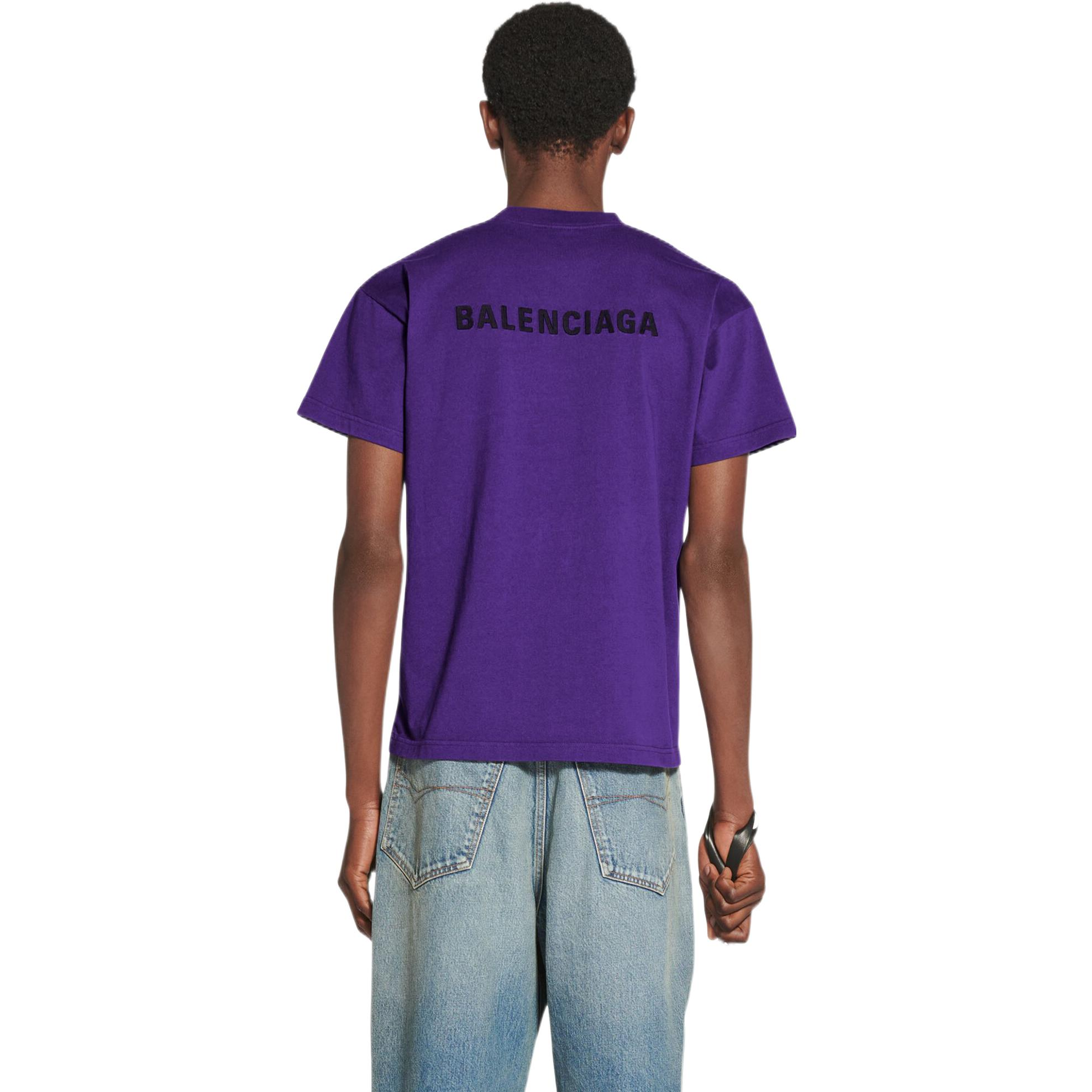 (Women) Balenciaga  FW22 Logo Letter Crewneck T-Shirt Purple. 612965TNVG95162 圖 4
