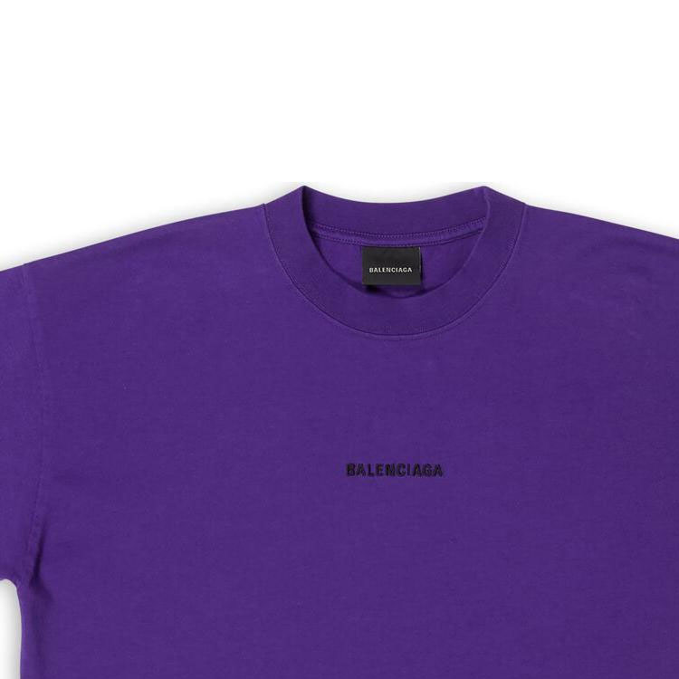 (Women) Balenciaga  FW22 Logo Letter Crewneck T-Shirt Purple. 612965TNVG95162 圖 6
