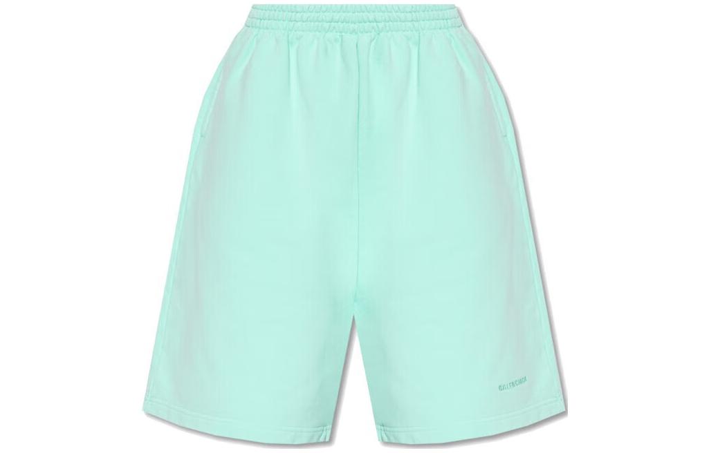 Order (Women) Balenciaga  FW22 Mint Green Logo Print Elastic Waist Casual Shorts. 674591TLVB80306
