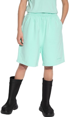 (Women) Balenciaga FW22 Mint Green Logo Print Elastic Waist Casual Shorts. 674591TLVB80306 Shop (Women) Balenciaga FW22 Mint Green Logo Print Elastic Waist Casual Shorts. 674591TLVB80306