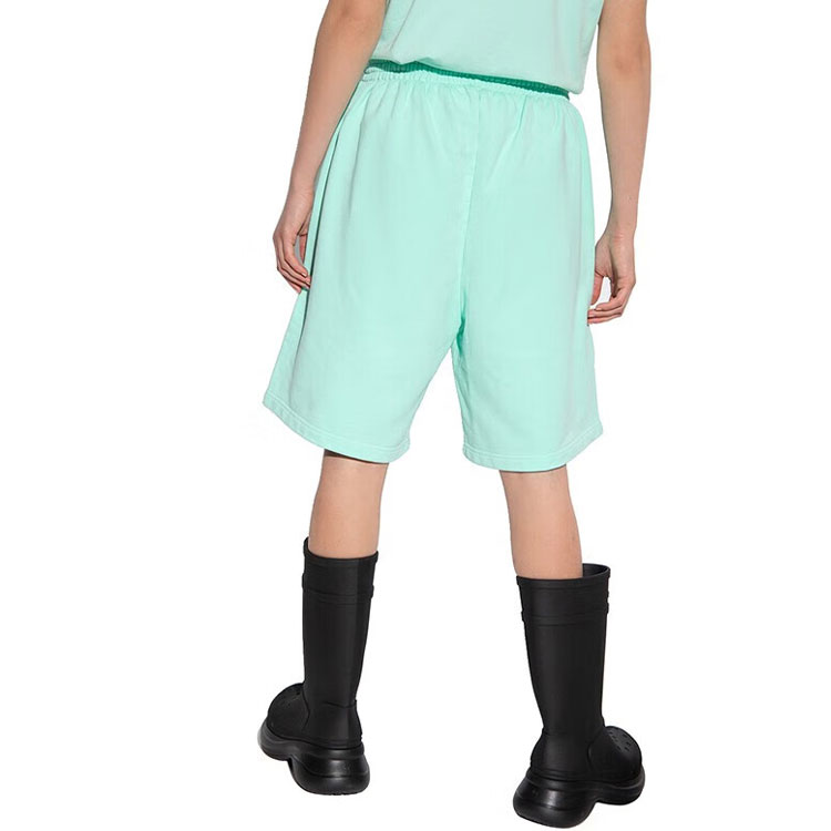 Purchase (Women) Balenciaga  FW22 Mint Green Logo Print Elastic Waist Casual Shorts. 674591TLVB80306