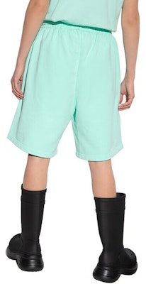 (Women) Balenciaga FW22 Mint Green Logo Print Elastic Waist Casual Shorts. 674591TLVB80306 Purchase (Women) Balenciaga FW22 Mint Green Logo Print Elastic Waist Casual Shorts. 674591TLVB80306