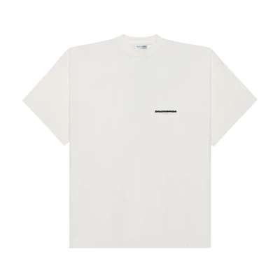 (Women) Balenciaga FW22 Oversized White Logo Print Relaxed Fit T-Shirt. 694576TMVJ60980