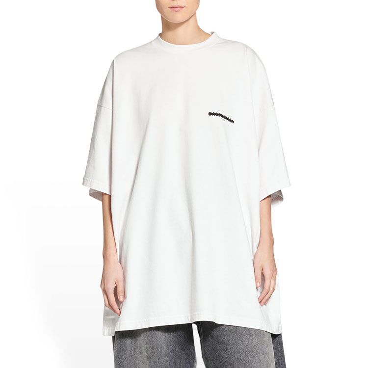(Women) Balenciaga  FW22 Oversized White Logo Print Relaxed Fit T-Shirt. 694576TMVJ60980 圖 4