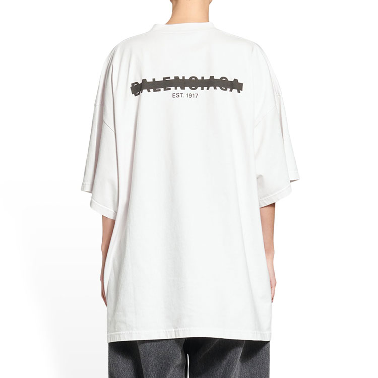 (Women) Balenciaga  FW22 Oversized White Logo Print Relaxed Fit T-Shirt. 694576TMVJ60980 圖 5