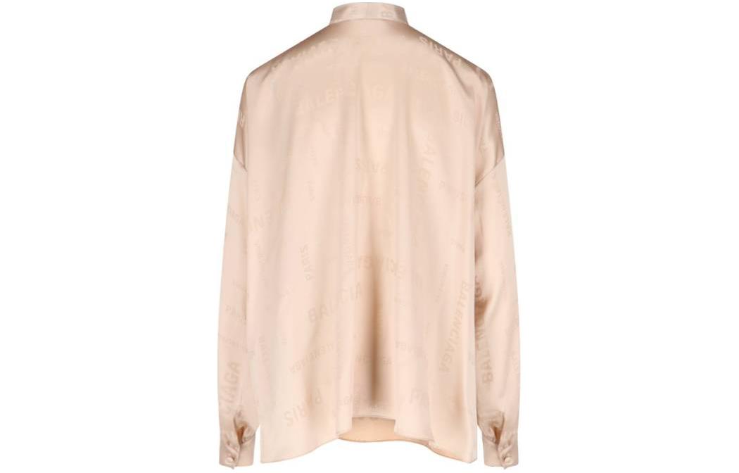 Lookbook (W) Balenciaga Cetakan Huruf Emas Leher Tinggi Lengan Panjang Top Dengan Reben 773318TPN031975