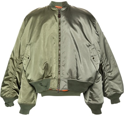 (W) Balenciaga Hijau Jaket Zip-Up Fit Santai 790763TYD31 Order (W) Balenciaga Hijau Jaket Zip-Up Fit Santai 790763TYD31