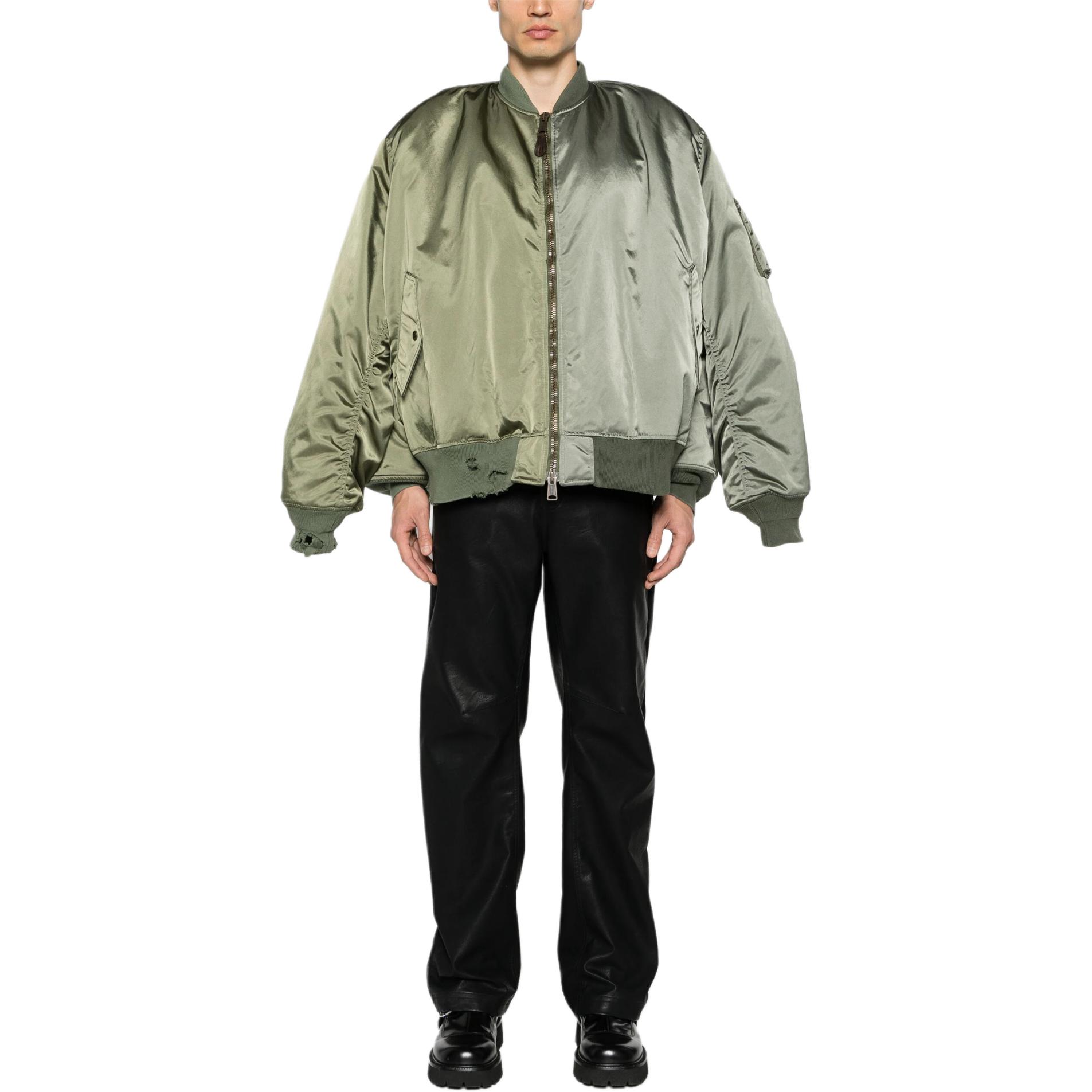 Lookbook (W) Balenciaga Hijau Jaket Zip-Up Fit Santai 790763TYD31