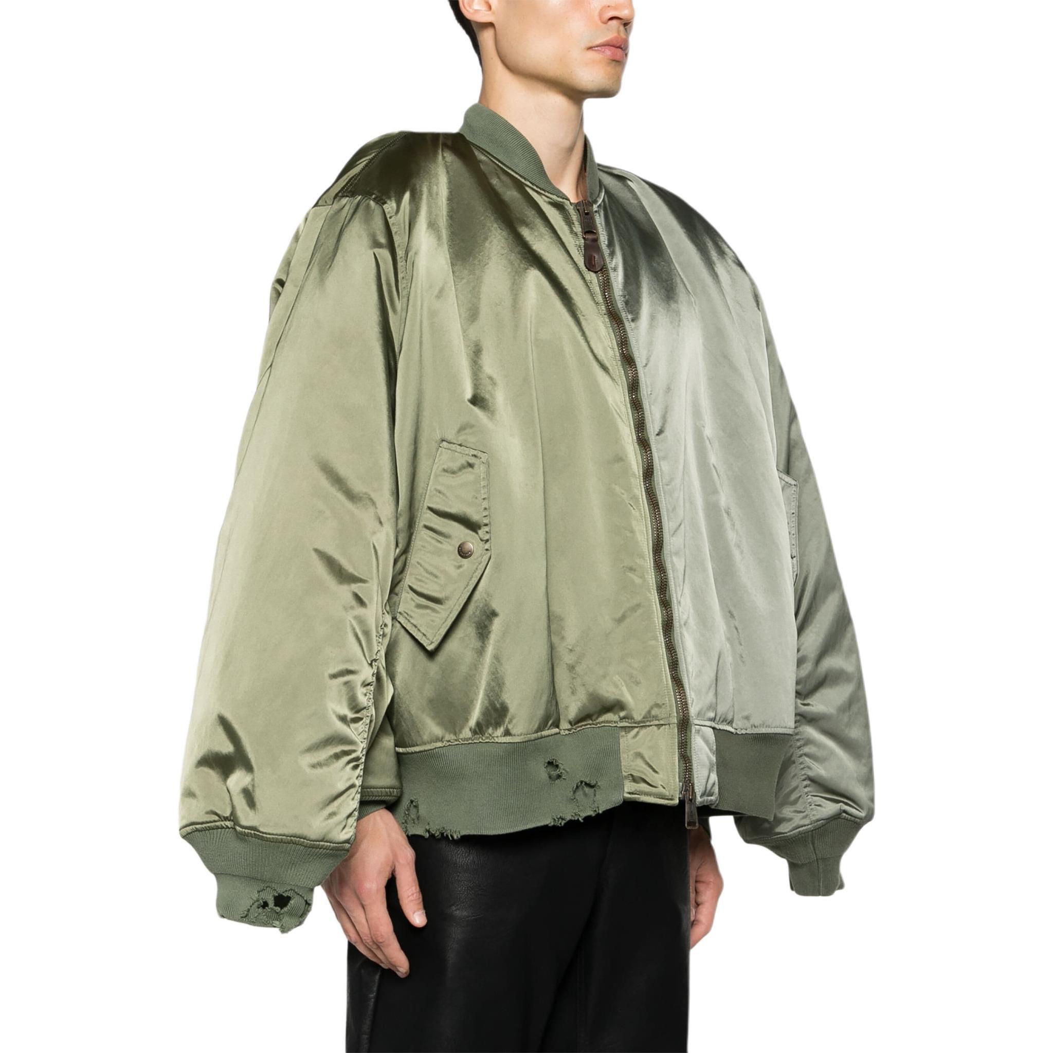 Details for (W) Balenciaga Hijau Jaket Zip-Up Fit Santai 790763TYD31