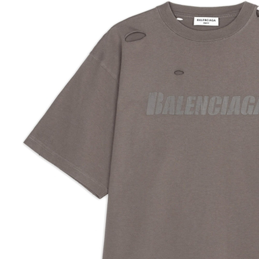(Women) Balenciaga  Grey Logo Print T-Shirt FW22 Casual Fit. 651795TKVB80718 圖 4