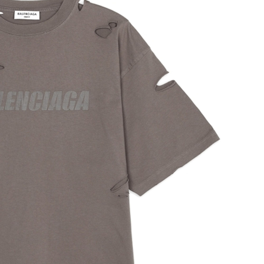 (Women) Balenciaga  Grey Logo Print T-Shirt FW22 Casual Fit. 651795TKVB80718 圖 5
