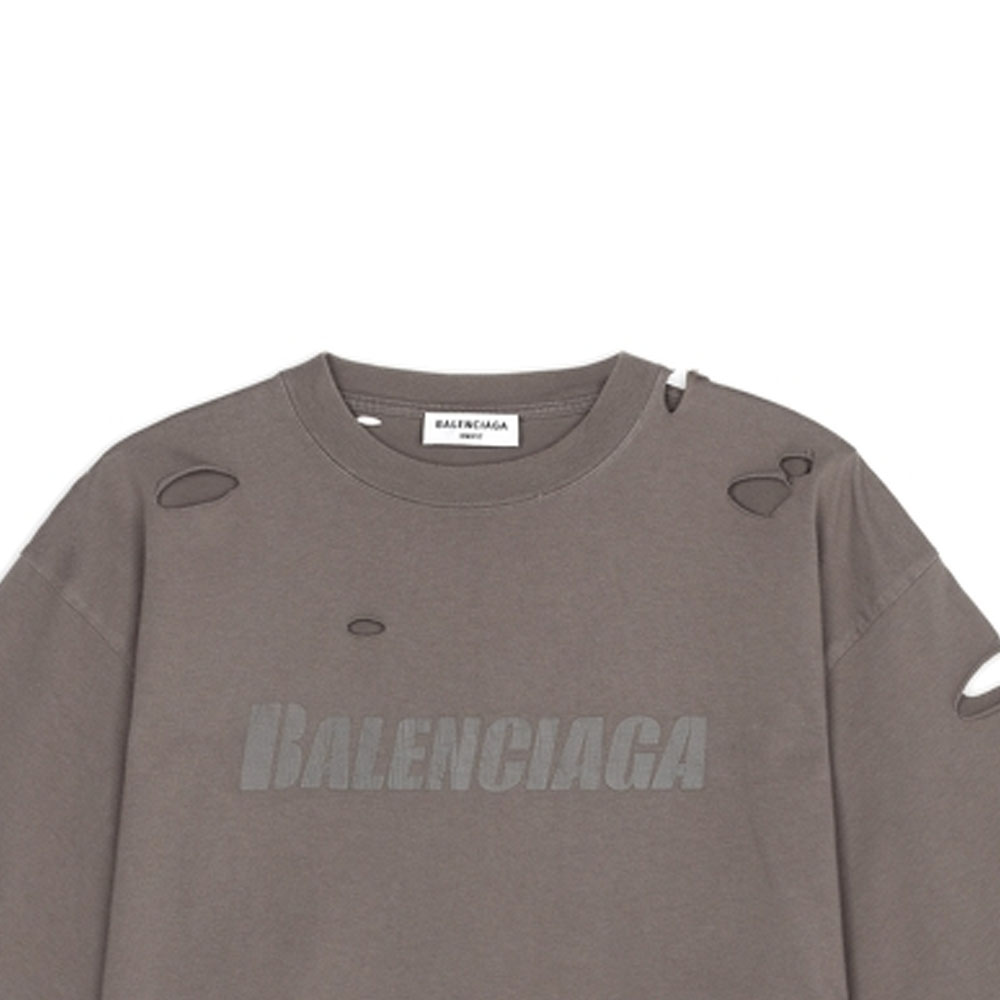 (Women) Balenciaga  Grey Logo Print T-Shirt FW22 Casual Fit. 651795TKVB80718 圖 7