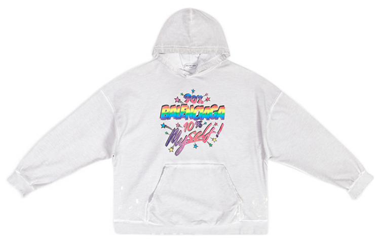 Order (W) Balenciaga Kelabu Hoodie Oversized dengan Cetakan Huruf Pelbagai Warna. 675003TMVH49012