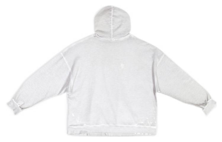 Lookbook (W) Balenciaga Kelabu Hoodie Oversized dengan Cetakan Huruf Pelbagai Warna. 675003TMVH49012