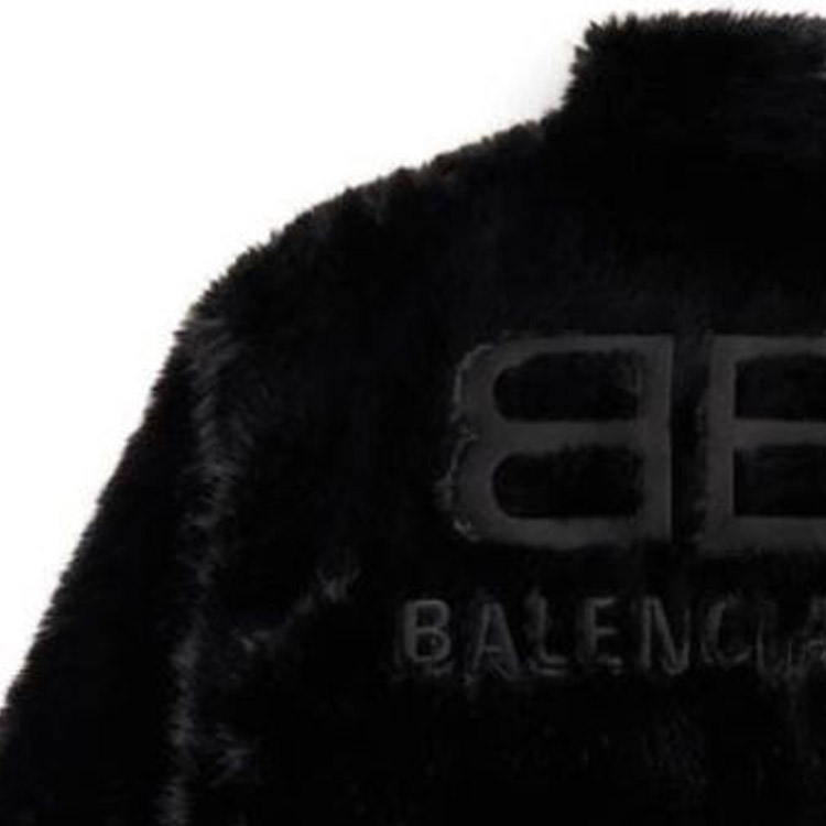 (Women) Balenciaga  High-Neck Logo Faux Fur Jacket Black. 768980TPQ231000 圖 4
