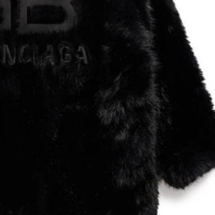 (Women) Balenciaga  High-Neck Logo Faux Fur Jacket Black. 768980TPQ231000 圖 7
