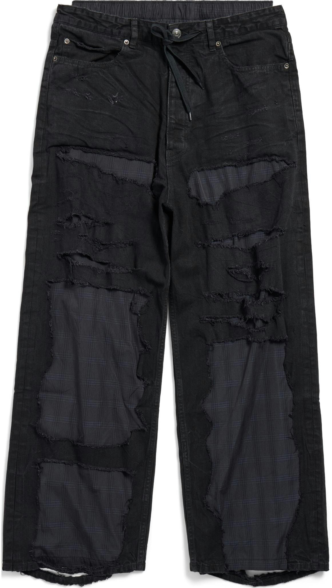 women-balenciaga-high-waist-distressed-patchwork-casual-pants-black-794216-tqw-541071