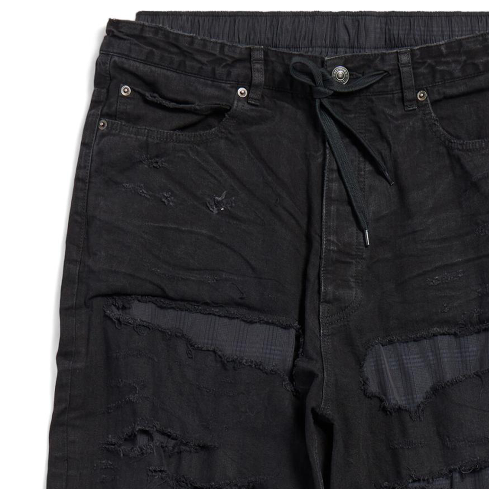 Details for (W) 발렌시아가 하이웨이스트 빈티지 패치워크 캐주얼 팬츠 블랙. 794216TQW541071