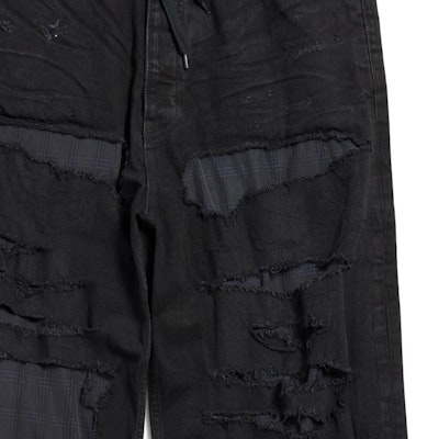 (W) 발렌시아가 하이웨이스트 빈티지 패치워크 캐주얼 팬츠 블랙. 794216TQW541071 Sizing (W) 발렌시아가 하이웨이스트 빈티지 패치워크 캐주얼 팬츠 블랙. 794216TQW541071