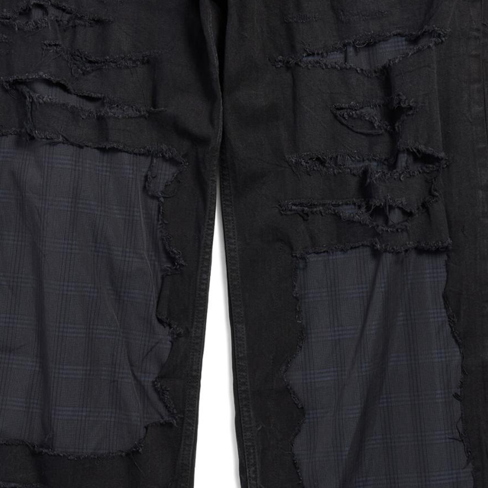 Cheap (W) 발렌시아가 하이웨이스트 빈티지 패치워크 캐주얼 팬츠 블랙. 794216TQW541071