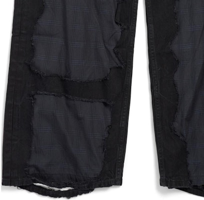 (W) 발렌시아가 하이웨이스트 빈티지 패치워크 캐주얼 팬츠 블랙. 794216TQW541071 1