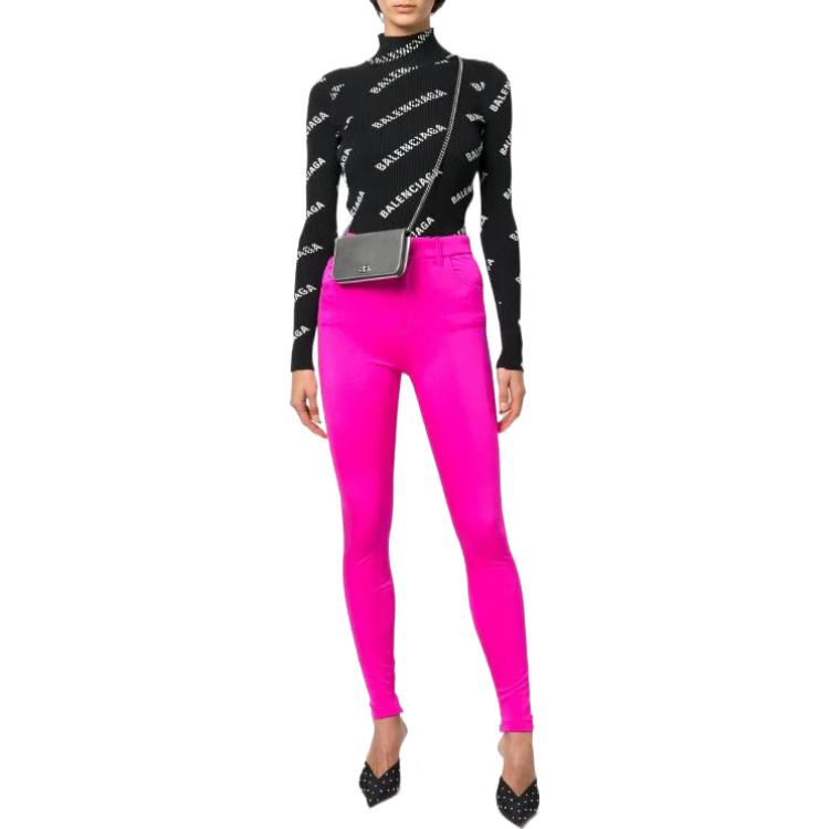 Lookbook (W) 발렌시아가 하이웨이스트 슬림핏 핑크 팬츠 지퍼 클로저 704752TVK156840