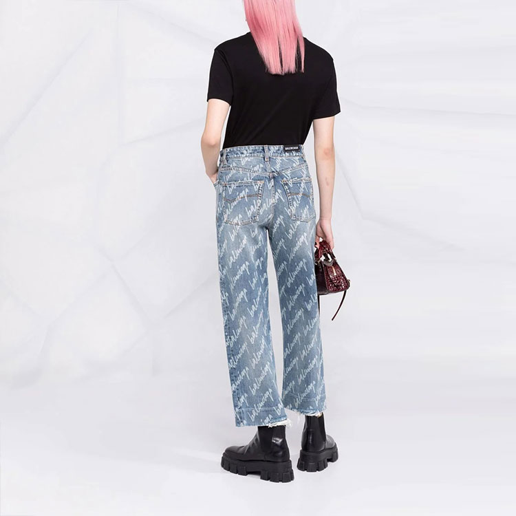 Shop (W) バレンシアガ ハイウエスト アンクルジーンズ ブルー 600235TJW904200