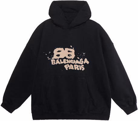 (Women) Balenciaga Hoodie Black with Logo Print Long Sleeve Pullover. 620947TNVQ11059 Buy (Women) Balenciaga Hoodie Black with Logo Print Long Sleeve Pullover. 620947TNVQ11059