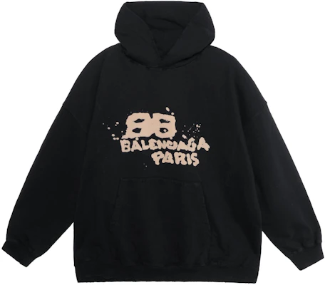 (Women) Balenciaga Hoodie Black with Logo Print Long Sleeve Pullover. 620947TNVQ11059 Order (Women) Balenciaga Hoodie Black with Logo Print Long Sleeve Pullover. 620947TNVQ11059