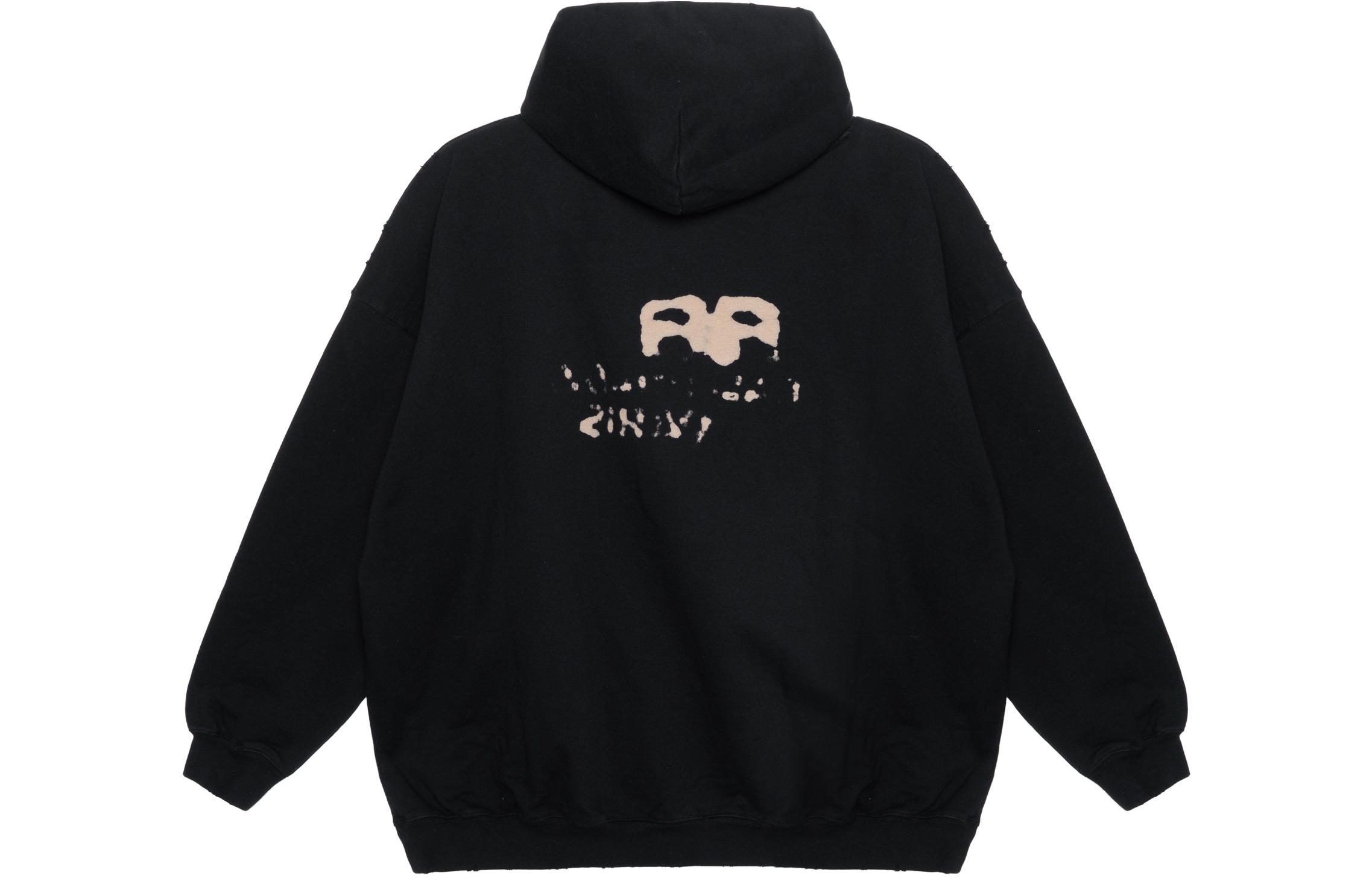 Lookbook (Women) Balenciaga  Hoodie Black with Logo Print Long Sleeve Pullover. 620947TNVQ11059