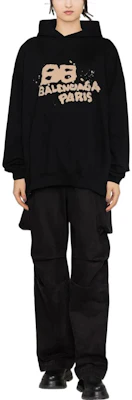(Women) Balenciaga Hoodie Black with Logo Print Long Sleeve Pullover. 620947TNVQ11059 Shop (Women) Balenciaga Hoodie Black with Logo Print Long Sleeve Pullover. 620947TNVQ11059