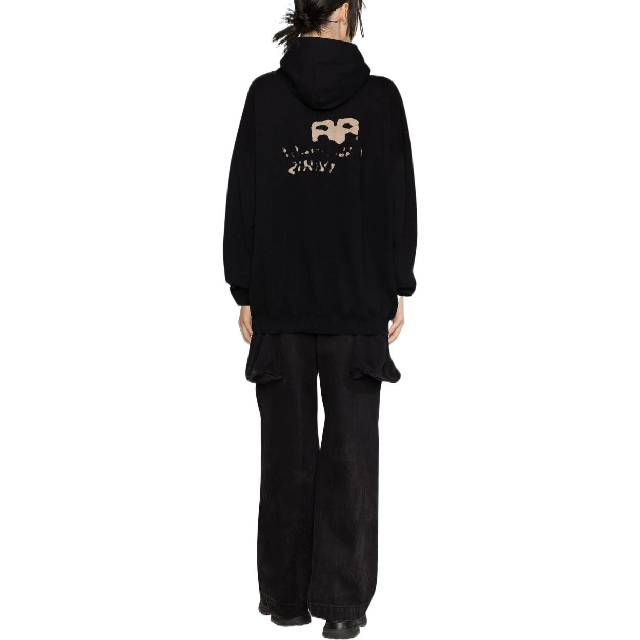 Purchase (Women) Balenciaga  Hoodie Black with Logo Print Long Sleeve Pullover. 620947TNVQ11059