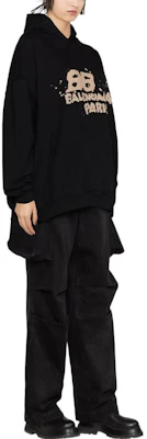 (Women) Balenciaga Hoodie Black with Logo Print Long Sleeve Pullover. 620947TNVQ11059 Details for (Women) Balenciaga Hoodie Black with Logo Print Long Sleeve Pullover. 620947TNVQ11059