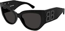 Order (Women) Balenciaga Irregular Black Sunglasses with Logo, Recycled Acetate. BB0322S001