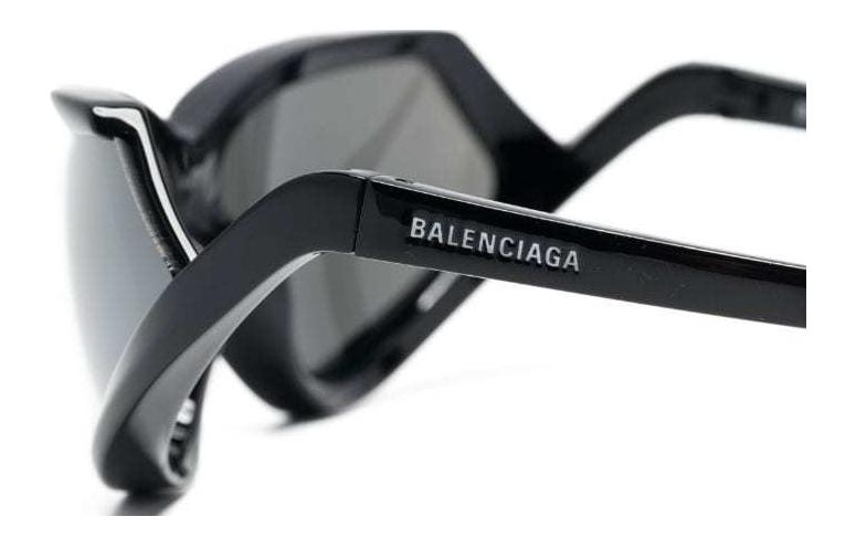 Shop (W) Balenciaga Cermin Mata Hitam Tidak Sekata dengan Logo di Tangkai. BB0289S