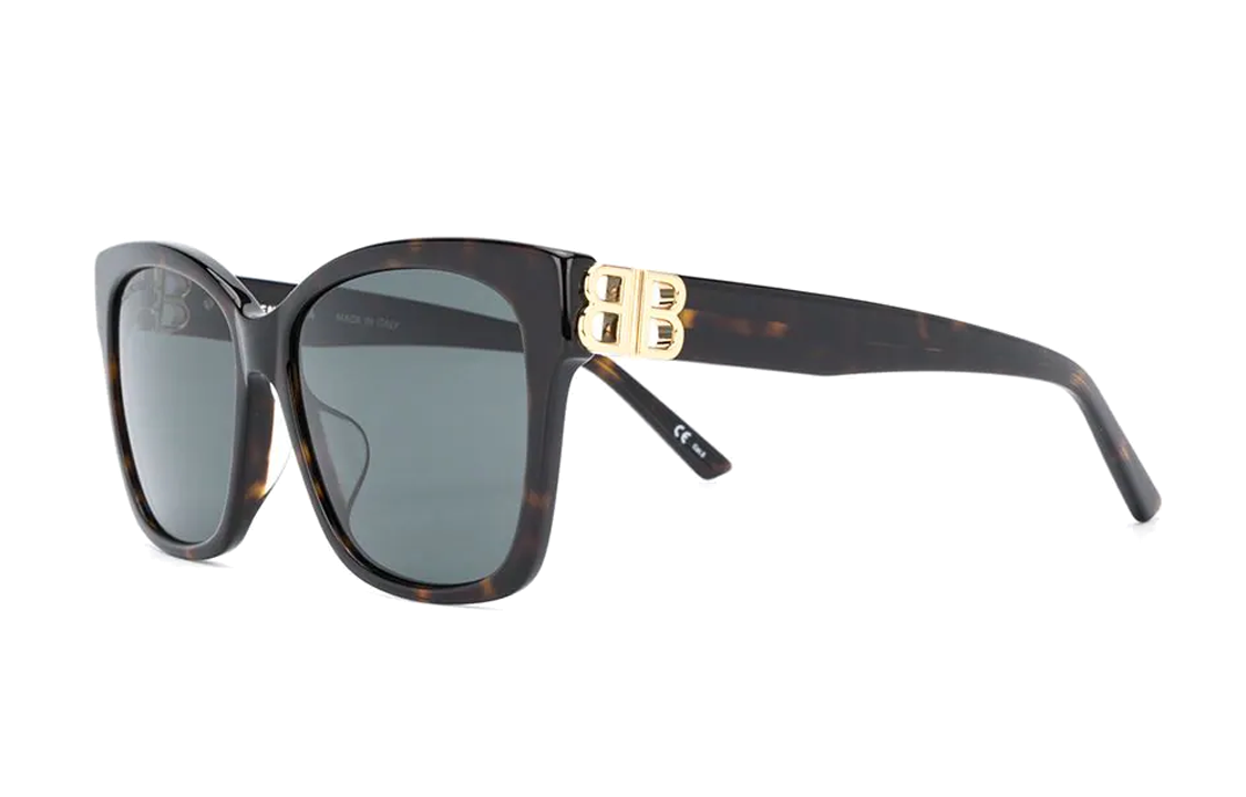 (Women) Balenciaga  Irregular Shaped Black Acetate Sunglasses with Logo Cutout BB0102SA