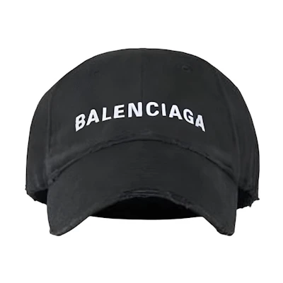 (Women) Balenciaga Letter Embroidered Cotton Cap in Black. 745130410B21077
