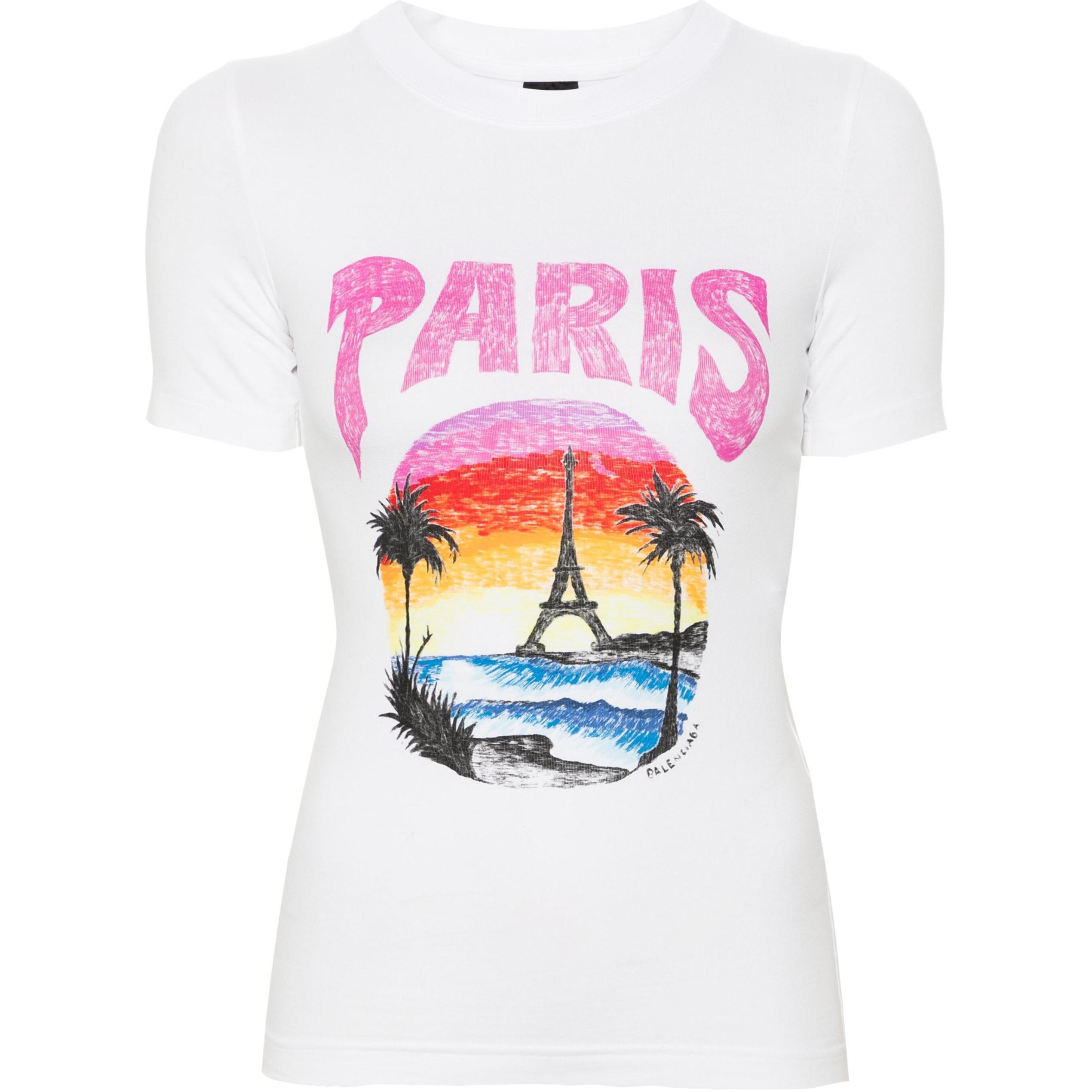 Buy (Women) Balenciaga  Letter Print Cotton Crewneck T-Shirt White SS24 768075TPVM29601