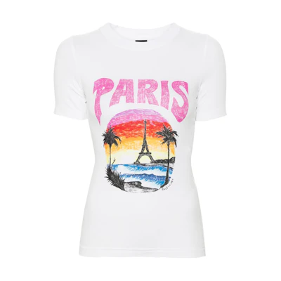 (Women) Balenciaga Letter Print Cotton Crewneck T-Shirt White SS24 768075TPVM29601