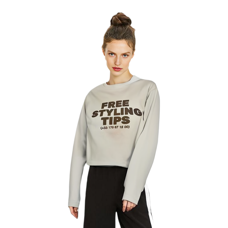 Shop (W) バレンシアガ レタープリント オーバーサイズスウェットシャツ グレー ホワイト SS23 745018TOVC49081