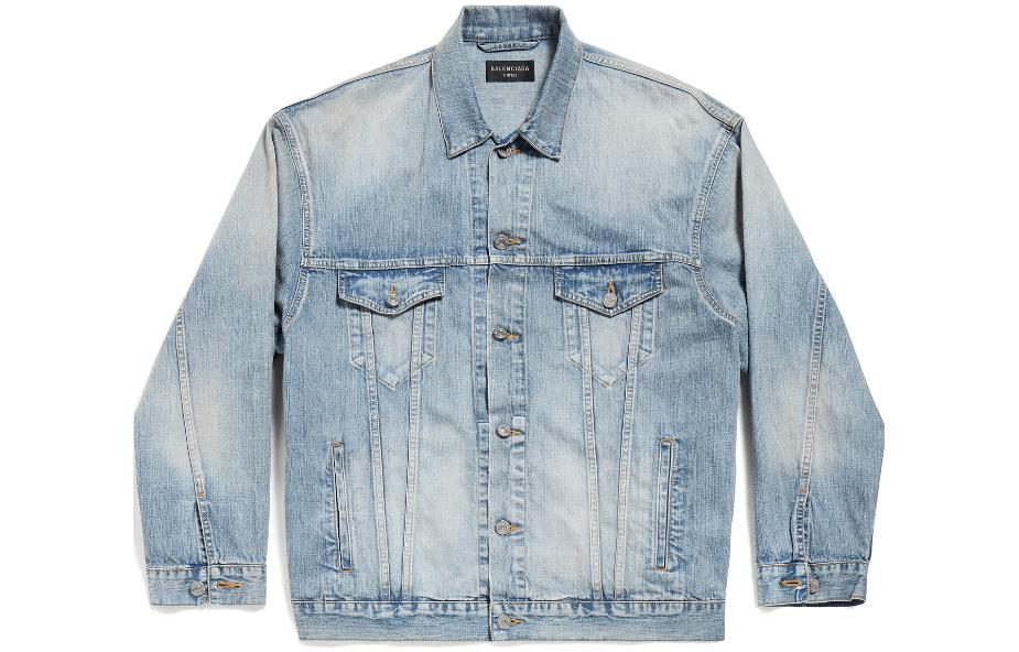 Order (W) 발렌시아가 라이트 블루 데님 재킷 SS23 싱글브레스트 긴소매. 773617TPW534868