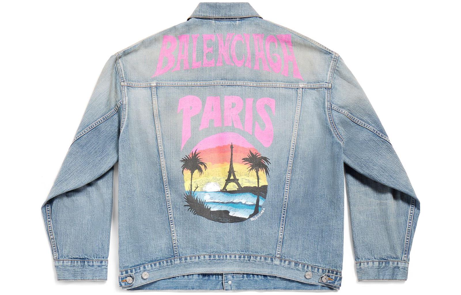 Lookbook (W) 발렌시아가 라이트 블루 데님 재킷 SS23 싱글브레스트 긴소매. 773617TPW534868