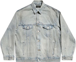(Women) Balenciaga Light Blue Letter Print Denim Jacket with Collar and Buttons. 767951TDW144016 (Women) Balenciaga Light Blue Letter Print Denim Jacket with Collar and Buttons. 767951TDW144016