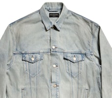 (W) バレンシアガ ライトブルー レタープリント デニムジャケット カラー&ボタン付き 767951TDW144016 Shop (W) バレンシアガ ライトブルー レタープリント デニムジャケット カラー&ボタン付き 767951TDW144016