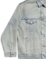 (W) バレンシアガ ライトブルー レタープリント デニムジャケット カラー&ボタン付き 767951TDW144016 Purchase (W) バレンシアガ ライトブルー レタープリント デニムジャケット カラー&ボタン付き 767951TDW144016